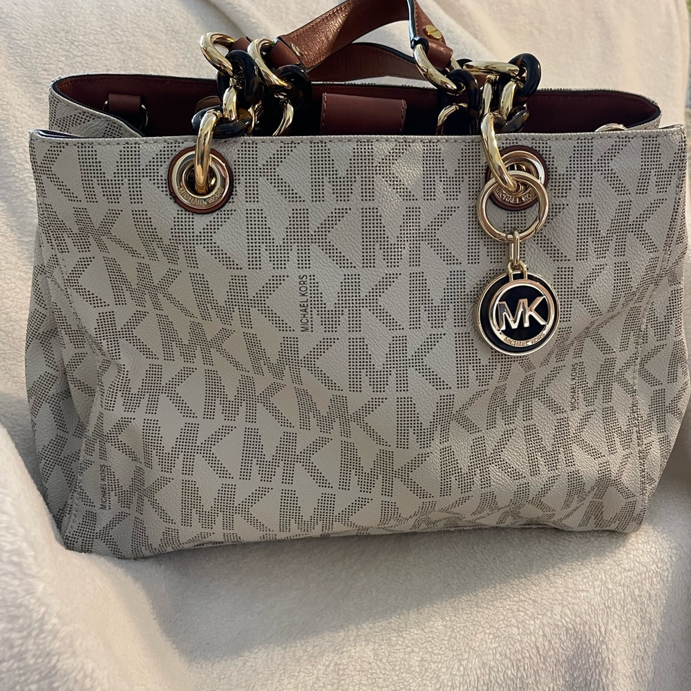 Michael Kors large leather logo satchel
